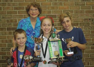 Thomas Dal Bon, Dean Blair Memorial Trophy winner Isabelle Hodgson, Joshua Kennedy and Joan Blair.